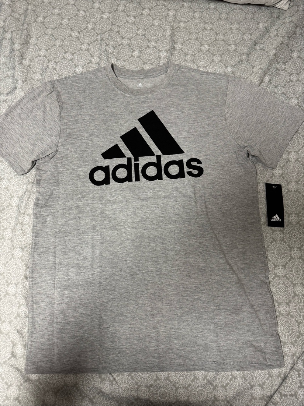 adidas Light Gray Short Sleeve Tee with Black Logo